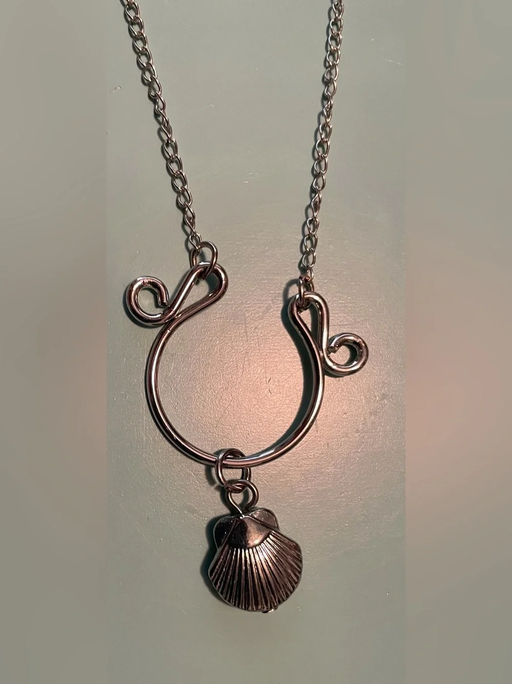 Silver Seashell Pendant Necklace with Matching Earrings